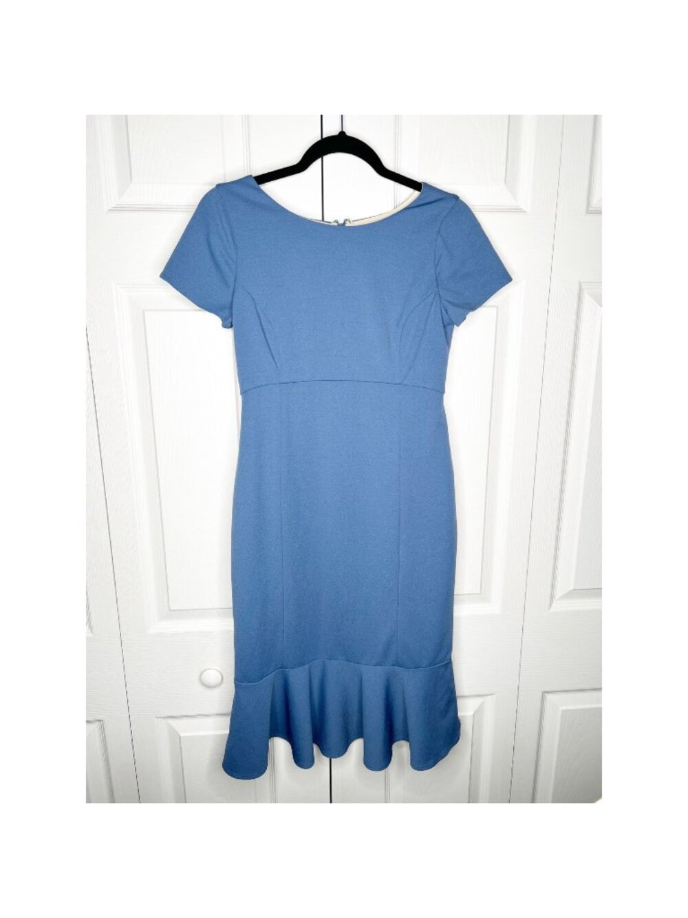 Paper Crown Blue Short Sleeve Ruffle Sheath Maternity Dress Women's Size X-Small